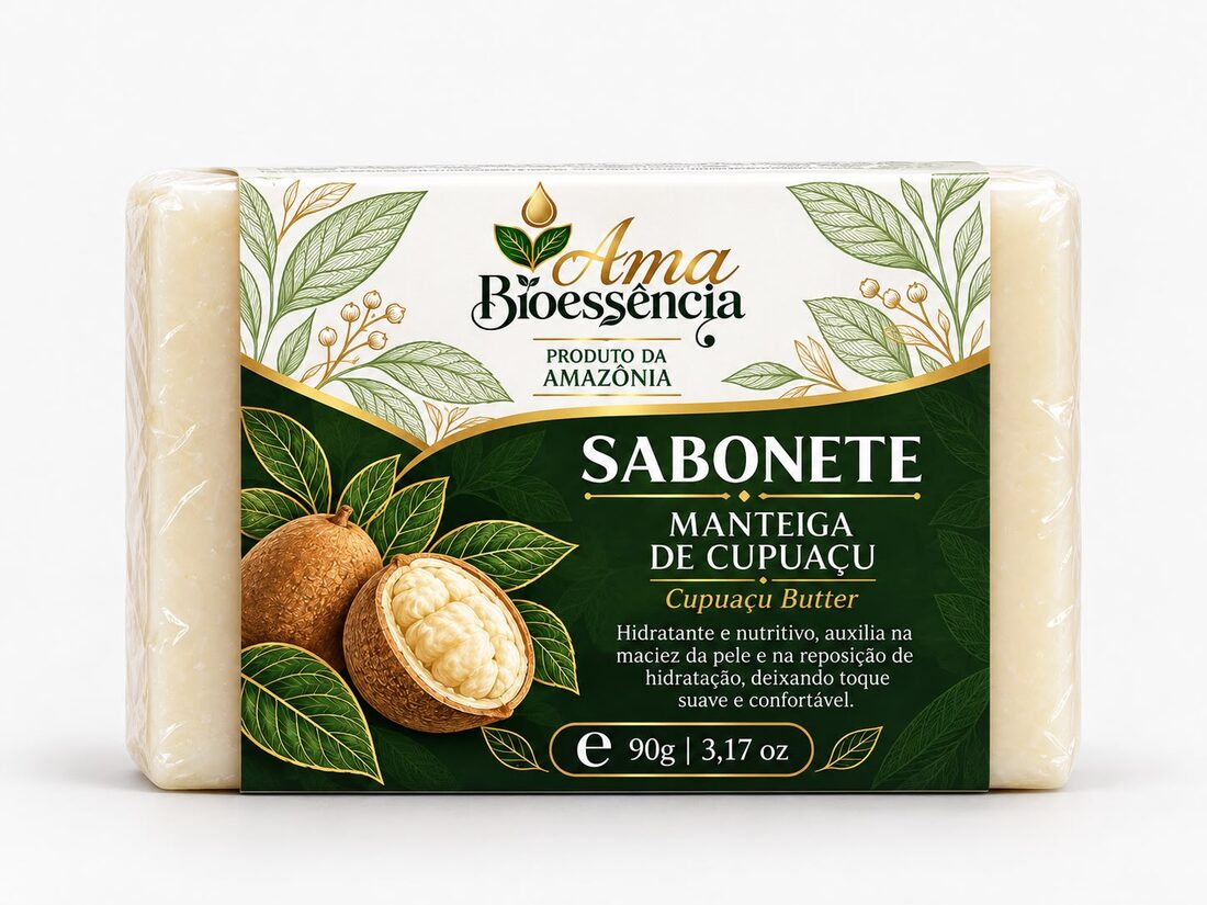 Sabonete sólido de manteiga de cupuaçu da coleção Ama Bioessência